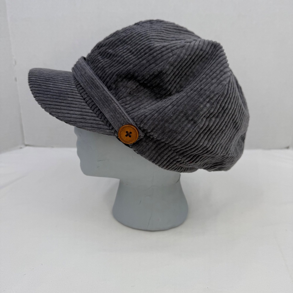 Vintage Y2K Gray Corduroy Newsboy Cap Baker Boy Hat FWCAB114 One Size - Picture 5 of 9